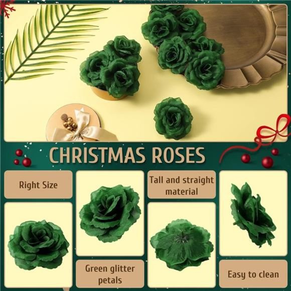 100 Pcs Flowers Long Stem Artificial Rose Flowers Emerald Roses Fake Faux Roses - Picture 2 of 6